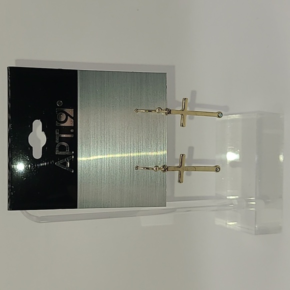 Gold tone cross earrings with faux  stone from Kohl's - Picture 1 of 10